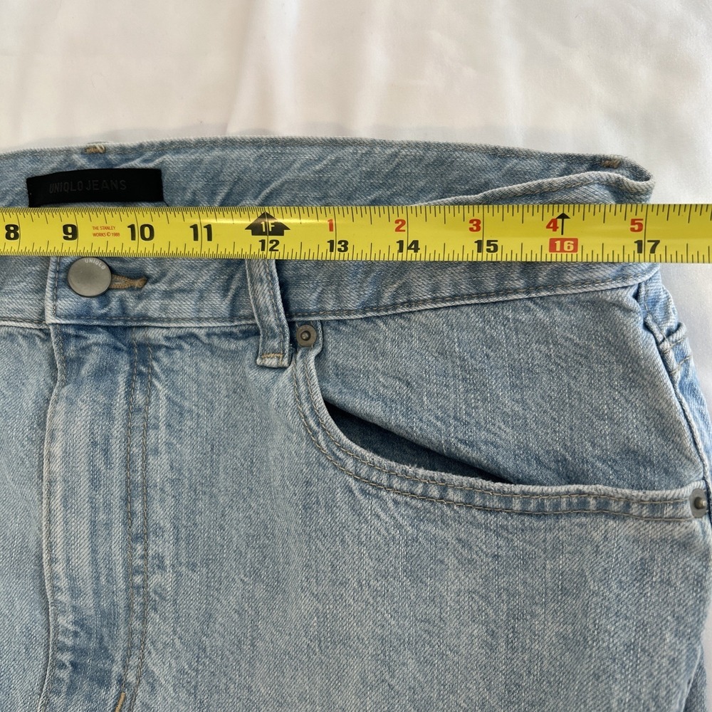 Uniqlo Jeans Womens 32 Relaxed Tapered Mid Rise Light Wash Kaihara Denim 426284 - Picture 5 of 8